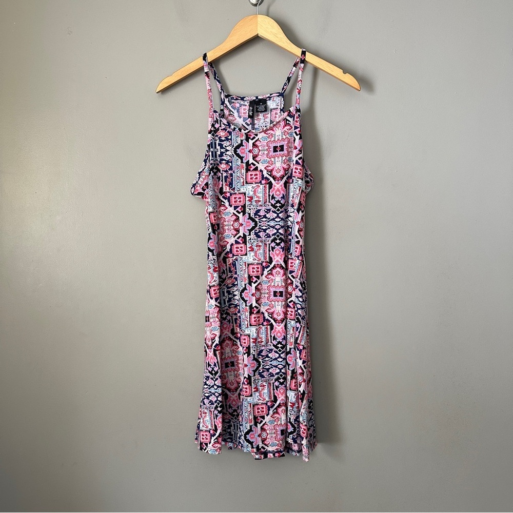 Ultra Flirt Pink and Blue Patterned Mini Dress